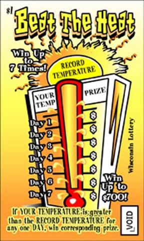 Beat the Heat instant scratch ticket from Wisconsin Lottery - unscratched