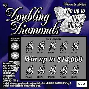 Doubling Diamonds instant scratch ticket from Wisconsin Lottery - unscratched
