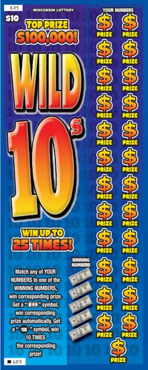 Wild 10s instant scratch ticket from Wisconsin Lottery - unscratched