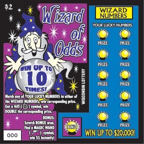 Wizard of Odds instant scratch ticket from Wisconsin Lottery - unscratched