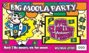 Big Moola Party instant scratch ticket from Wisconsin Lottery - unscratched