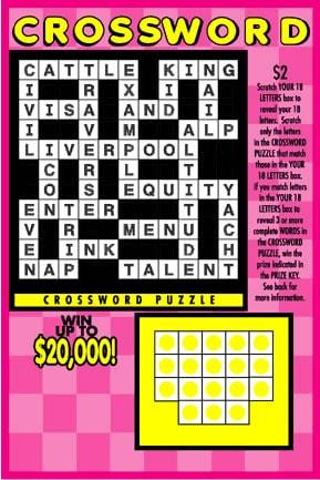 Crossword instant scratch ticket from Wisconsin Lottery - unscratched