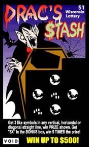 Drac's Stash instant scratch ticket from Wisconsin Lottery - unscratched
