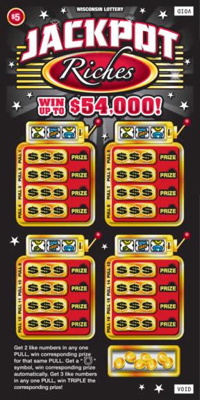 Jackpot Riches instant scratch ticket from Wisconsin Lottery - unscratched