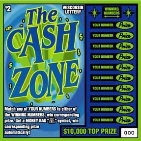 The Cash Zone instant scratch ticket from Wisconsin Lottery - unscratched