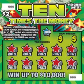 Ten Times the Money instant scratch ticket from Wisconsin Lottery - unscratched
