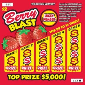 Berry Blast instant scratch ticket from Wisconsin Lottery - unscratched