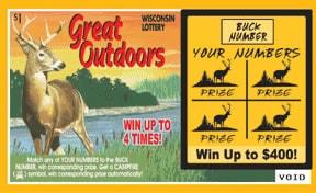 Great Outdoors instant scratch ticket from Wisconsin Lottery - unscratched