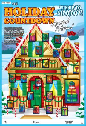 Holiday Countdown instant scratch ticket from Wisconsin Lottery - unscratched