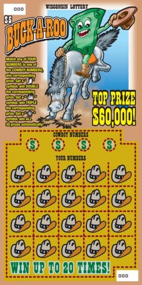 Buck-a-Roo instant scratch ticket from Wisconsin Lottery - unscratched