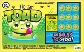 Tic Tac Toad instant scratch ticket from Wisconsin Lottery - unscratched