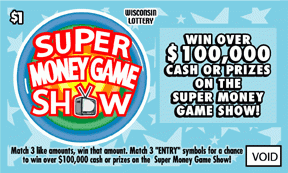 Super Money Game Show instant scratch ticket from Wisconsin Lottery - unscratched