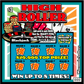 High Roller instant scratch ticket from Wisconsin Lottery - unscratched
