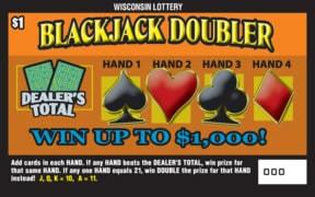 Blackjack Doubler instant scratch ticket from Wisconsin Lottery - unscratched