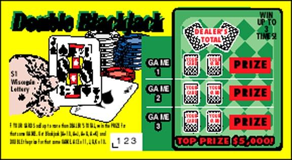 Double Blackjack instant scratch ticket from Wisconsin Lottery - unscratched