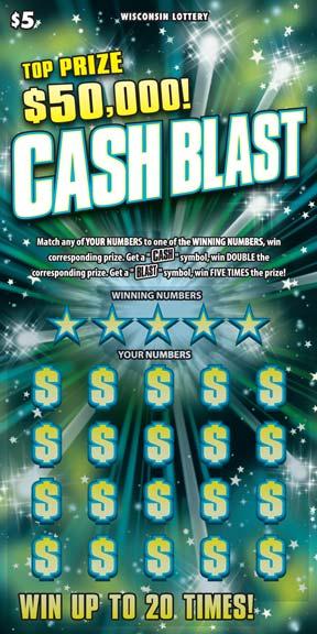 Cash Blast instant scratch ticket from Wisconsin Lottery - unscratched