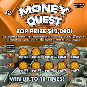 Money Quest instant scratch ticket from Wisconsin Lottery - unscratched