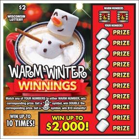 Warm Winter Winnings instant scratch ticket from Wisconsin Lottery - unscratched