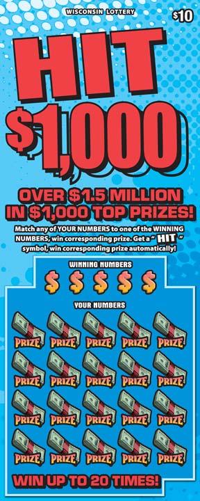 Hit $1,000 instant scratch ticket from Wisconsin Lottery - unscratched