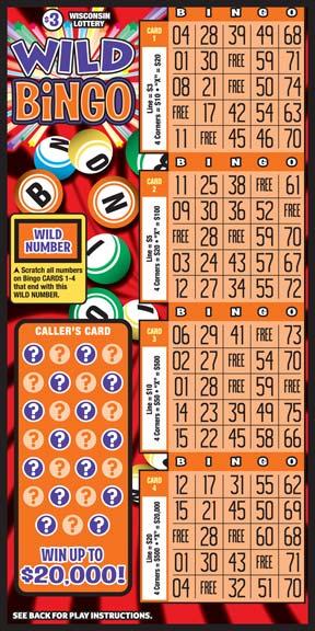Wild Bingo instant scratch ticket from Wisconsin Lottery - unscratched