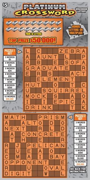 Platinum Crossword (2054) Wisconsin Lottery