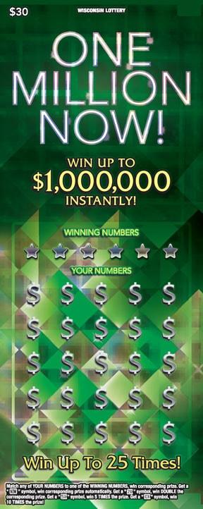 One Million Now instant scratch ticket from Wisconsin Lottery - unscratched