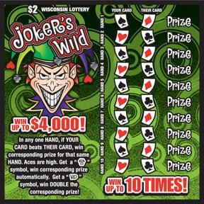 Joker's Wild instant scratch ticket from Wisconsin Lottery - unscratched