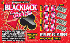 Blackjack Tripler instant scratch ticket from Wisconsin Lottery - unscratched