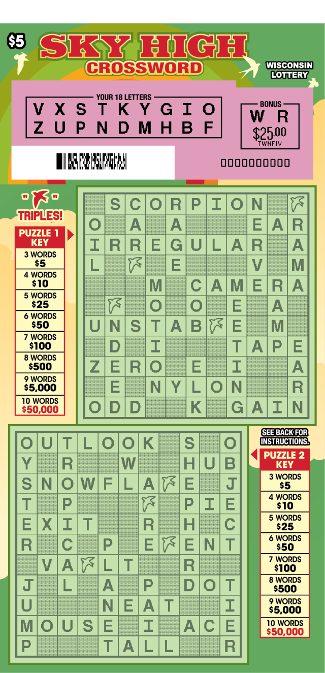 SKY HIGH CROSSWORD (2572) Wisconsin Lottery