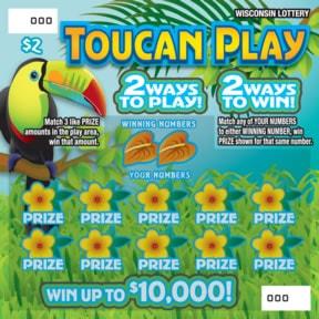 Toucan Play instant scratch ticket from Wisconsin Lottery - unscratched