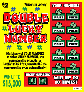 Double Lucky Number instant scratch ticket from Wisconsin Lottery - unscratched