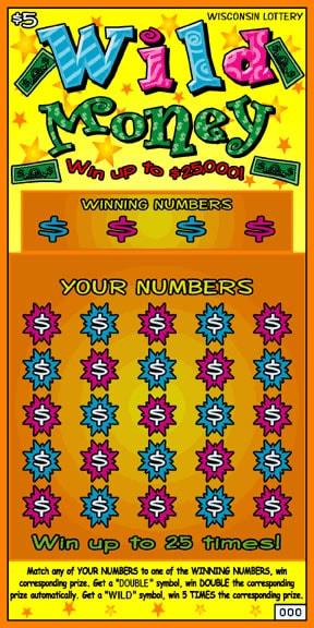 Wild Money instant scratch ticket from Wisconsin Lottery - unscratched