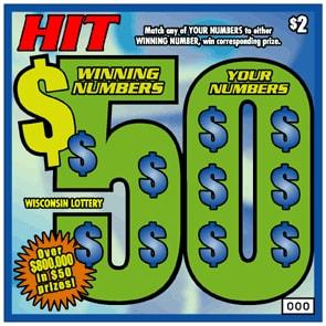 Hit $50 instant scratch ticket from Wisconsin Lottery - unscratched