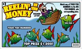 Reelin' In the Money instant scratch ticket from Wisconsin Lottery - unscratched
