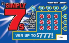 Simply 7s instant scratch ticket from Wisconsin Lottery - unscratched
