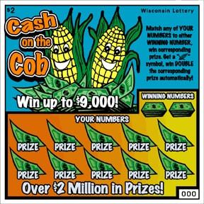 Cash on the Cob instant scratch ticket from Wisconsin Lottery - unscratched