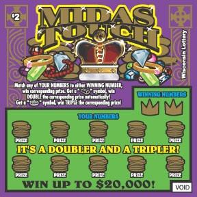 Midas Touch instant scratch ticket from Wisconsin Lottery - unscratched