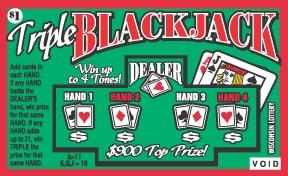 Triple Blackjack instant scratch ticket from Wisconsin Lottery - unscratched