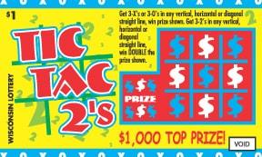 Tic Tac 2's instant scratch ticket from Wisconsin Lottery - unscratched