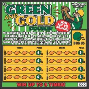 Green and Gold Doubler instant scratch ticket from Wisconsin Lottery - unscratched
