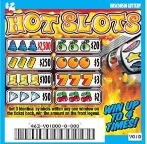 Hot Slots instant scratch ticket from Wisconsin Lottery - unscratched