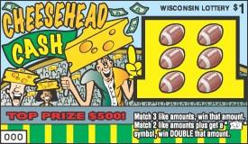 Cheesehead Cash instant scratch ticket from Wisconsin Lottery - unscratched