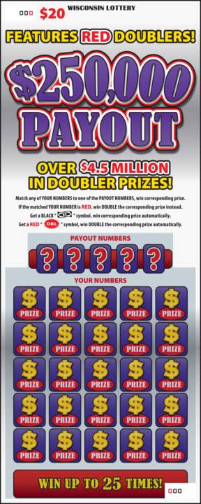 $250,000 Payout instant scratch ticket from Wisconsin Lottery - unscratched