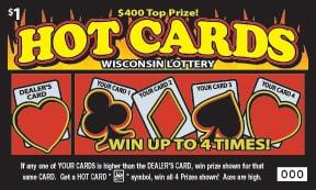 Hot Cards instant scratch ticket from Wisconsin Lottery - unscratched
