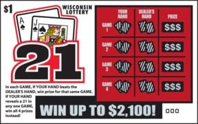21 instant scratch ticket from Wisconsin Lottery - unscratched