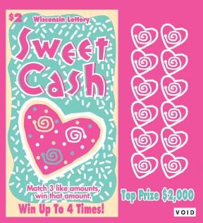 Sweet Cash instant scratch ticket from Wisconsin Lottery - unscratched