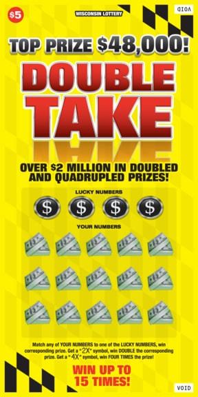 Double Take instant scratch ticket from Wisconsin Lottery - unscratched