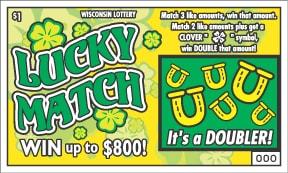 Lucky Match instant scratch ticket from Wisconsin Lottery - unscratched