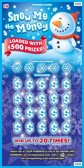 Snow Me the Money instant scratch ticket from Wisconsin Lottery - unscratched