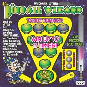 Pinball Wizard instant scratch ticket from Wisconsin Lottery - unscratched